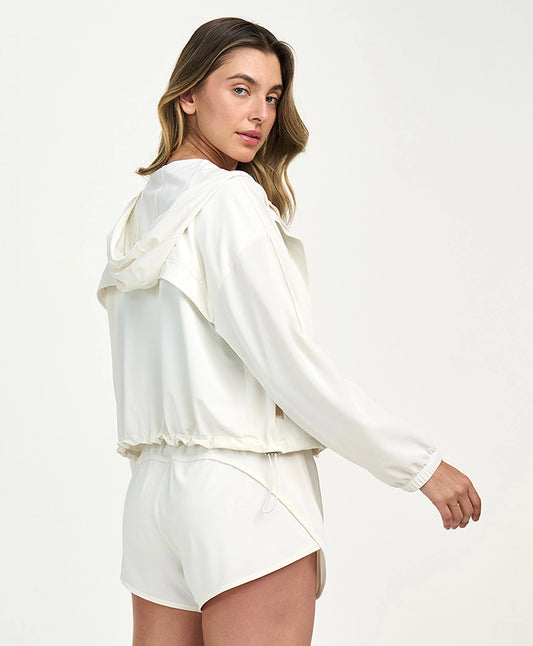 Jaqueta Sport Com Capuz Branco Alto Giro