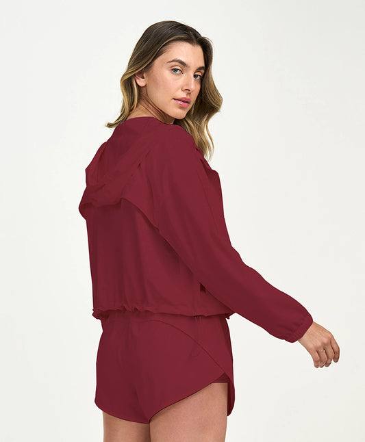 Jaqueta Sport Com Capuz Vermelho Tinto Alto Giro