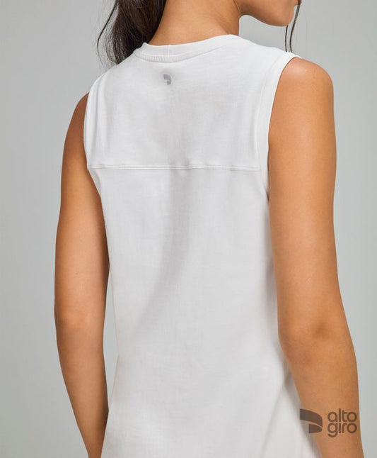 Regata Alongada Algodão Refletivos Cinza Nevoa Alto Giro