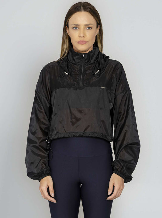 Jaqueta Blusão Com Capuz Preto Run More