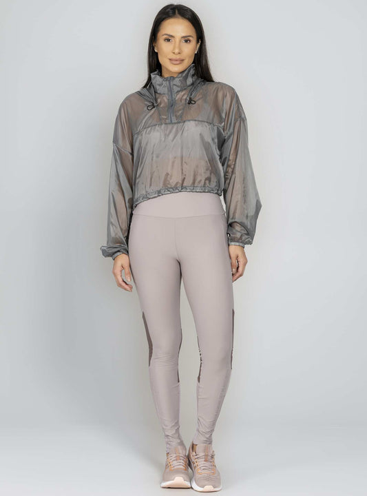 Jaqueta Blusão Com Capuz Cinza Run More