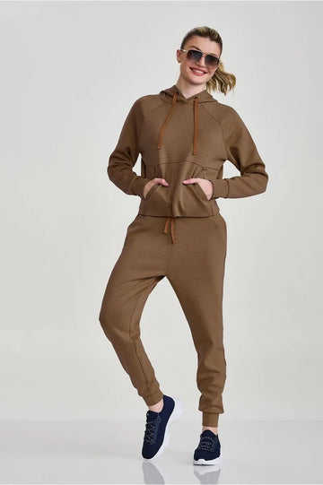 Conjunto Blusa Moletom e Calça Viscose Marrom Caju Brasil