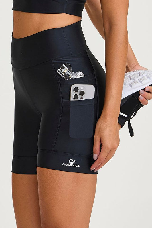 Bermuda Atletika Bolso Duplo Para Corrida Preto Caju Brasil