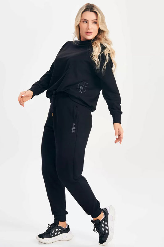 Conjunto Blusa e Calça Jogger Relax Preto Lets Gym