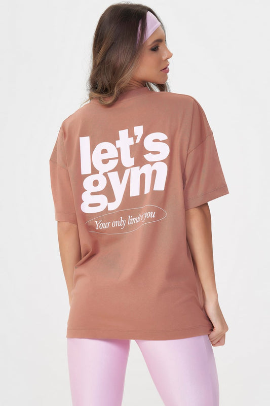 Camiseta Oversized Only Limit Marrom Lets Gym
