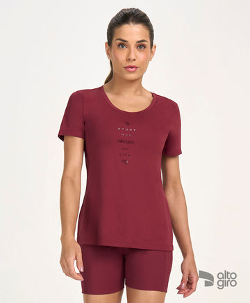 T-Shirt Inspiracional Vermelho Tinto Alto Giro
