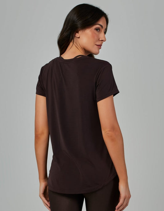 Blusa Manga Curta Dry Fit Janice Marrom Coffee Vestem