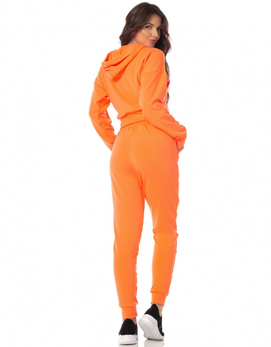 Conjunto Blusa Com Capuz e Calça Jogger Laranja Neon Vestem