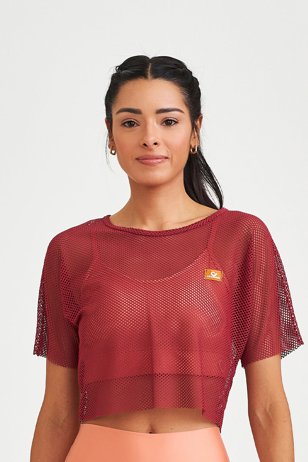 Cropped de Tela Básico Bordô Caju Brasil