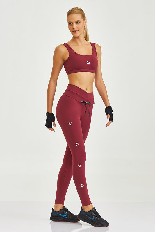 Conjunto Top e Legging Nakay Com Silk Bordo Caju Brasil