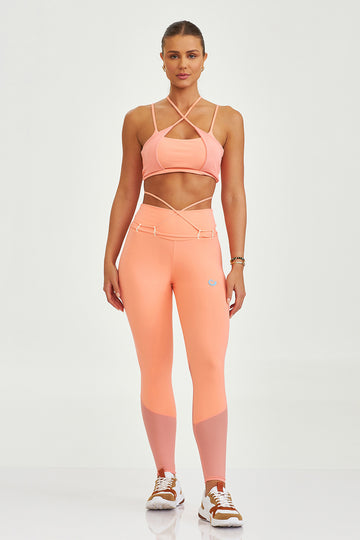 Conjunto Top e Legging Nakay Cadarço Duplo Laranja Caju Brasil