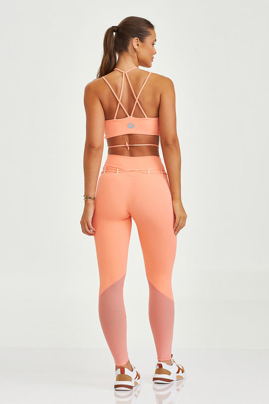 Conjunto Top e Legging Nakay Cadarço Duplo Laranja Caju Brasil