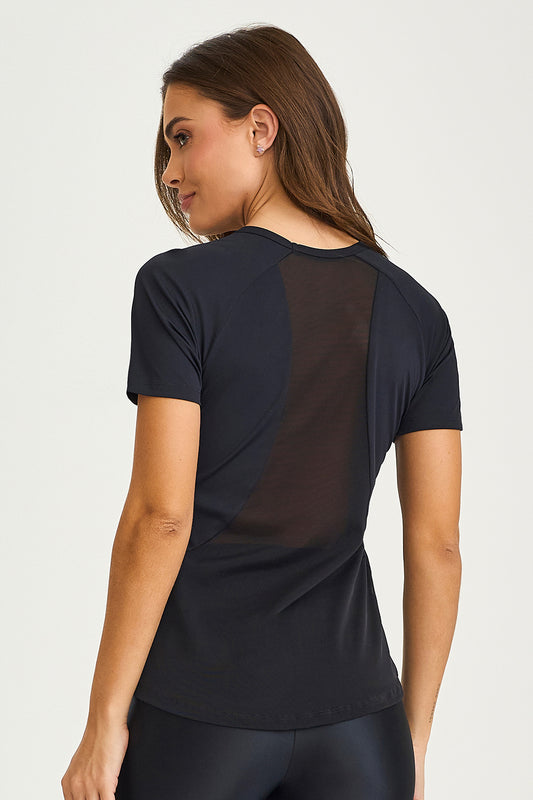 Blusa SF Com Tule Nas Costas Preto Caju Brasil