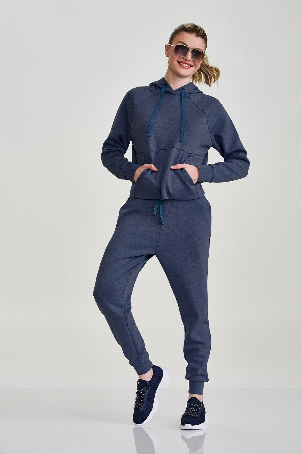 Conjunto Blusa Moletom e Calça Viscose Azul Marinho Caju Brasil