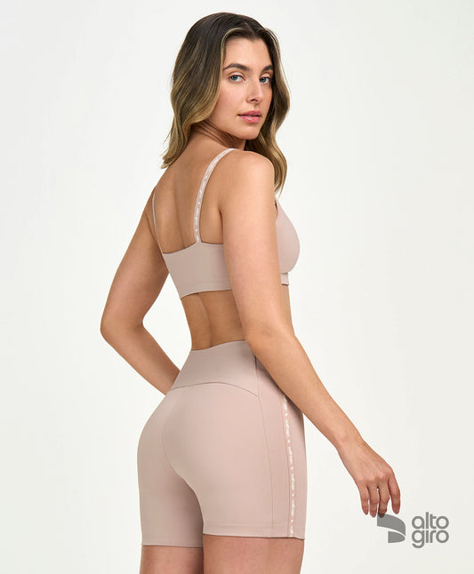 Top Elástico Personalizado Bege Suave Alto Giro