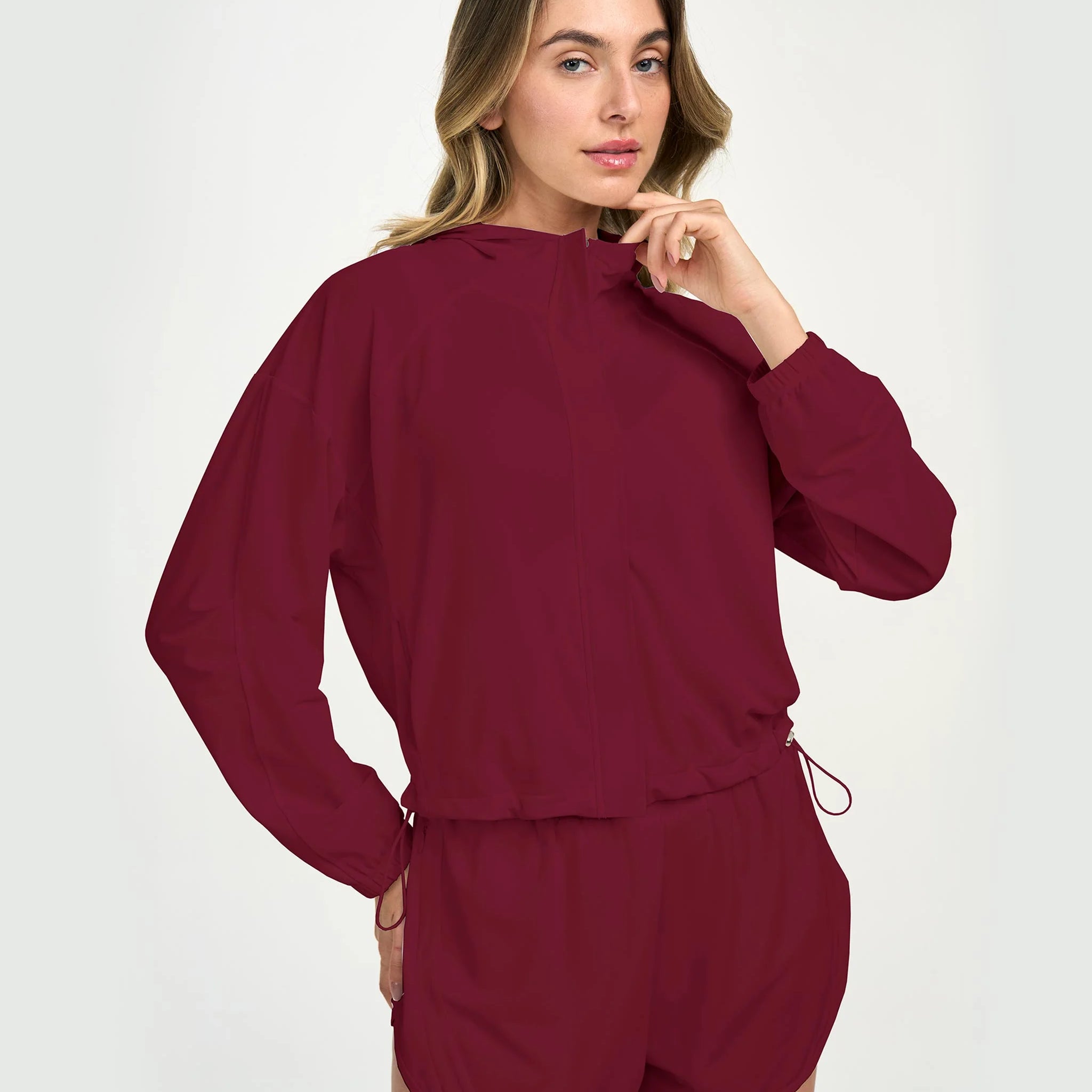Shorts Sport Bolso Com Ziper Vermelho Tinto Alto Giro