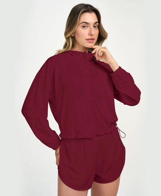 Shorts Sport Bolso Com Ziper Vermelho Tinto Alto Giro