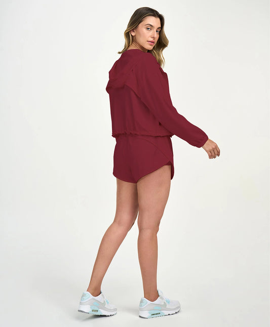 Shorts Sport Bolso Com Ziper Vermelho Tinto Alto Giro