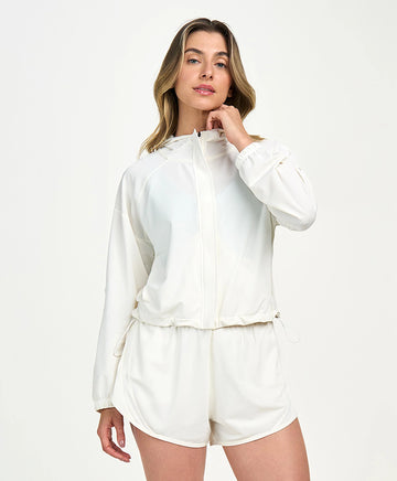 Jaqueta Sport Com Capuz Branco Alto Giro