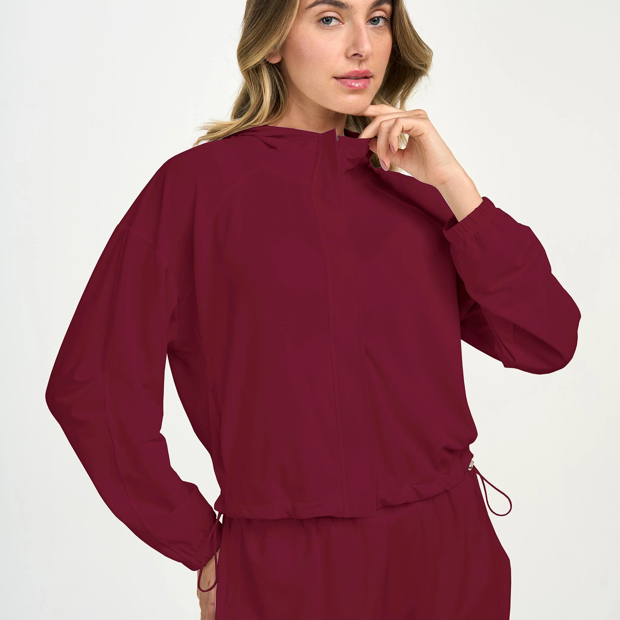 Jaqueta Sport Com Capuz Vermelho Tinto Alto Giro