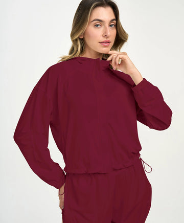 Jaqueta Sport Com Capuz Vermelho Tinto Alto Giro