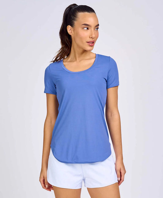 T-shirt Skin Fit Alongada Azul Alto Giro