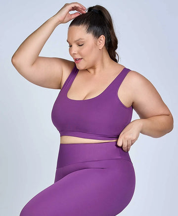 Top Hyper Costas Regata Roxo Plus Size Alto Giro