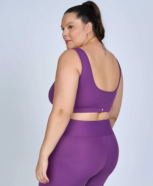 Top Hyper Costas Regata Roxo Plus Size Alto Giro