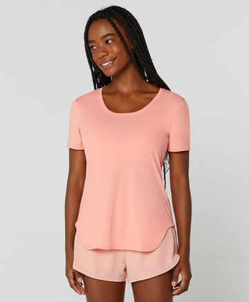 T-shirt Eterna Gola Redonda Alto Giro Coral