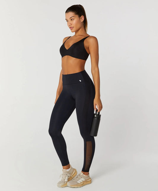 Legging Recorte Com Tule Preto Alto Giro