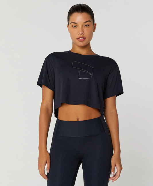 T-shirt Cropped Simbolo Alto Giro Preto