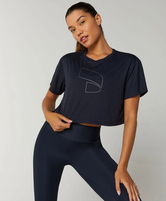 T-shirt Cropped Simbolo Alto Giro Preto