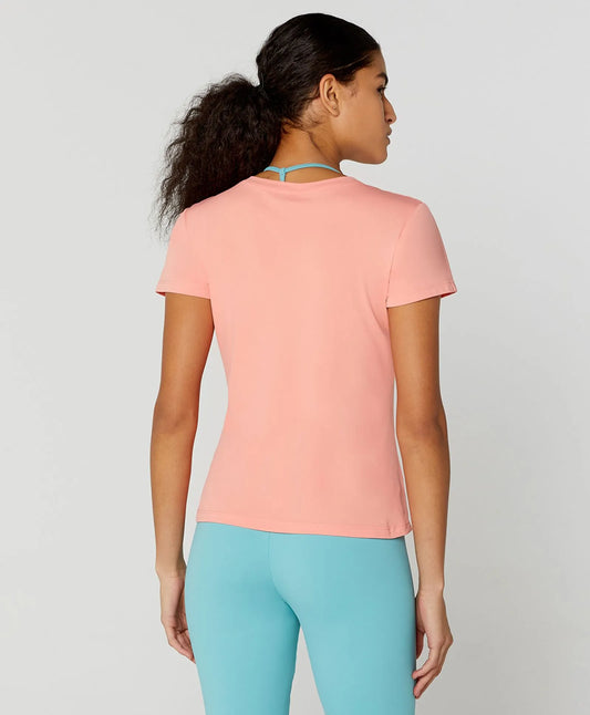 T-shirt Make It Fun Gola V Alto Giro Coral