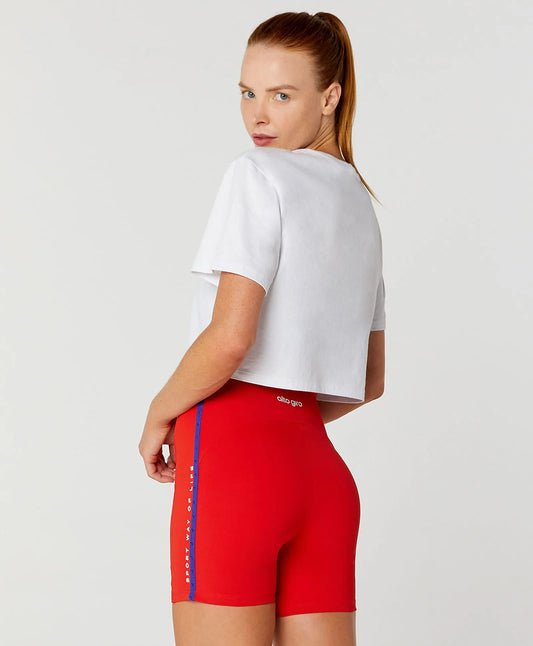 T-shirt Cropped De Algodão Branco Alto Giro