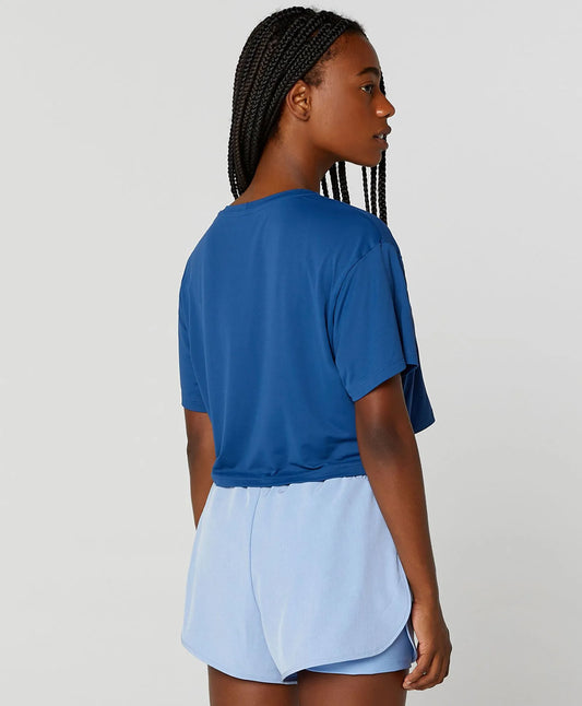 T-shirt Cropped Simbolo Alto Giro Azul