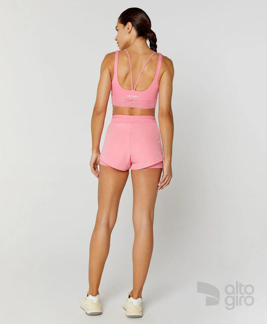 Shorts 2 Em 1 Com Fita Personalizada Rosa Alto Giro