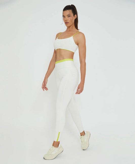 Legging Com Bolso e Ziper na Barra Off White Alto Giro