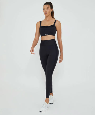 Legging Recortes Tule e Refletivos Preto Alto Giro