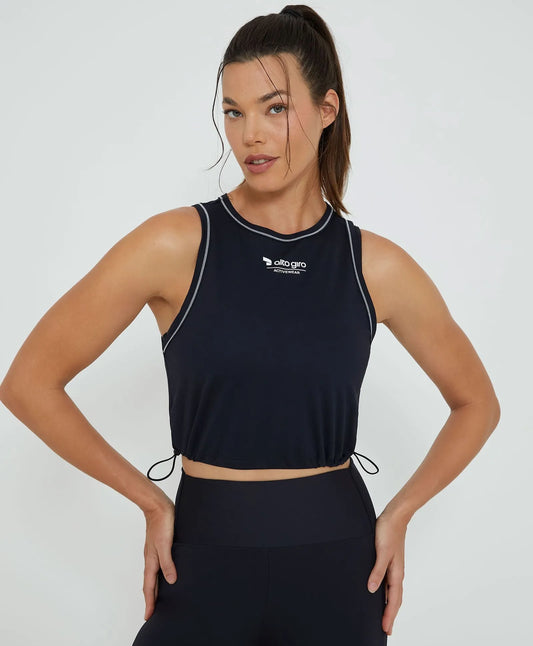 Regata Cropped Activewer Com Regulagem Preto Alto Giro