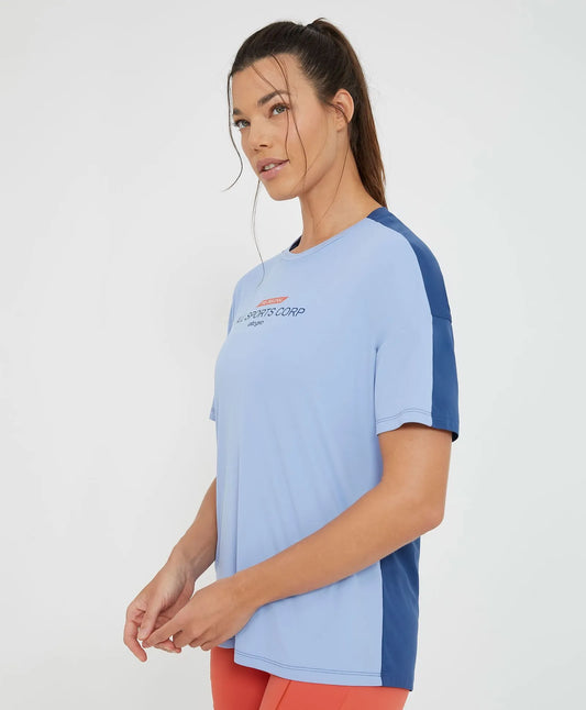 T-shirt Oversized Bicolor C/ Est Azul Alto Giro