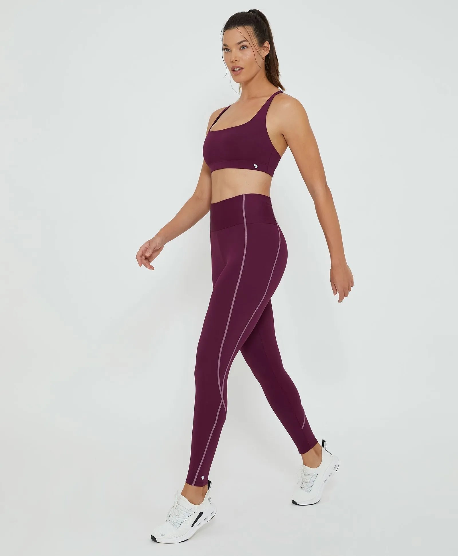 Legging Galões Bolso Zíper Roxo Alto Giro