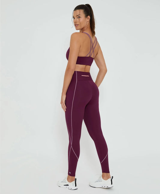 Legging Galões Bolso Zíper Roxo Alto Giro