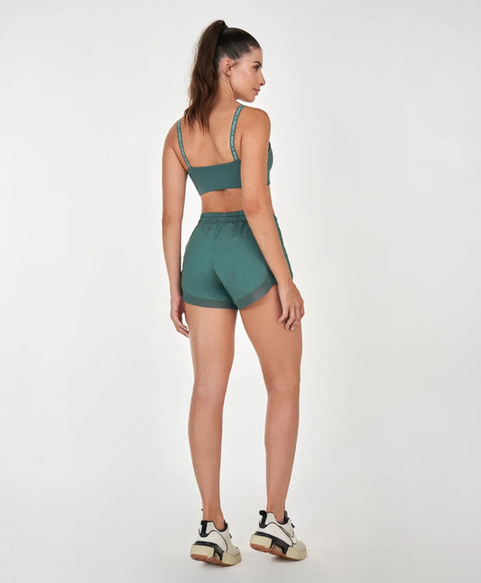 Shorts Recortes Tule Regulagem Cos Verde Urbano Alto Giro