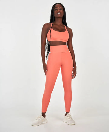 Legging Com Bolsos Coral Alto Giro