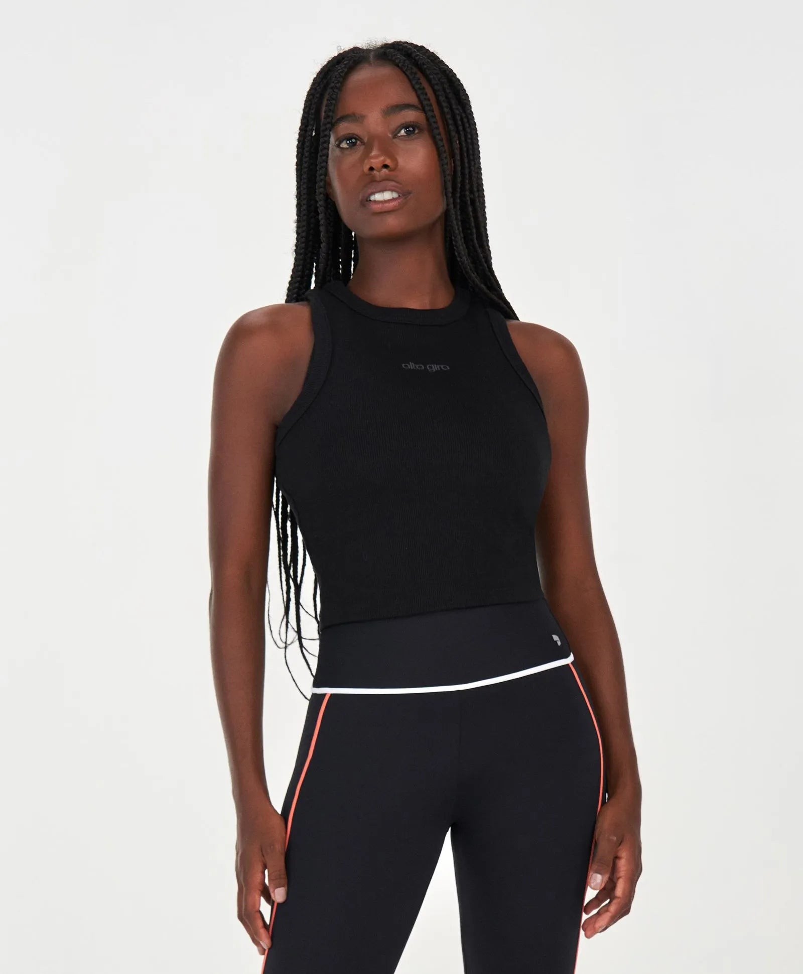 Regata Cropped Canelada Preto Alto Giro