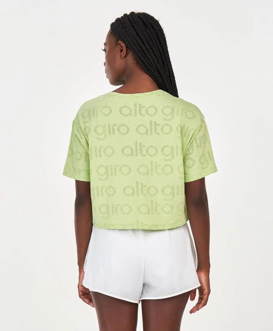 T-Shirt Cropped Mesh Verde Alto Giro