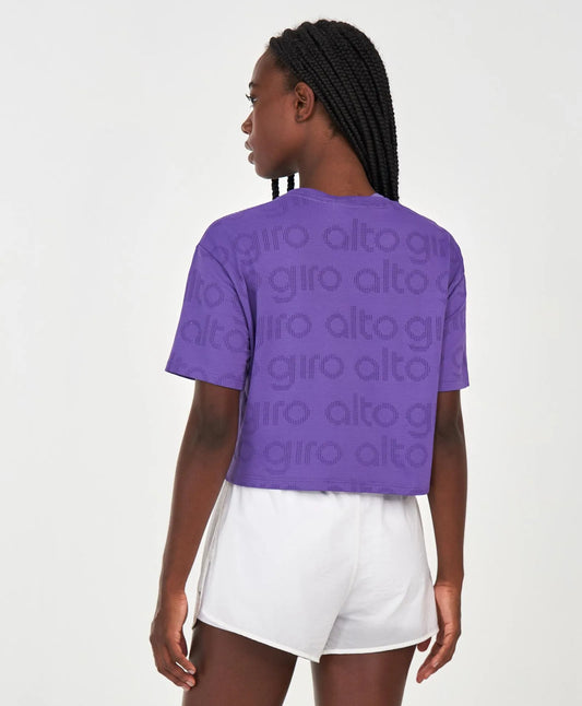 T-Shirt Cropped Mesh Roxo Alto Giro