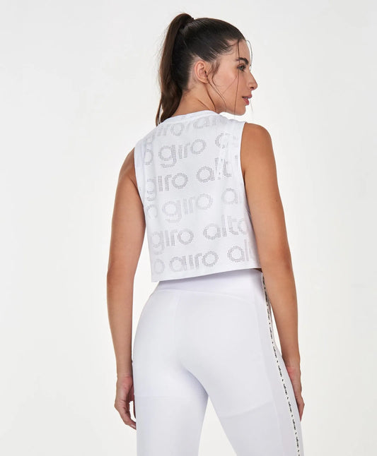 Regata Cropped Mesh Branco Alto Giro