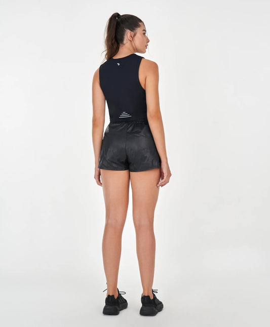 Shorts Sopreposto Zíper Refletivo Preto Alto Giro