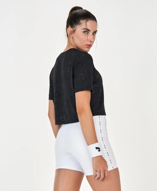 T-Shirt Cropped Mesh Preto Alto Giro